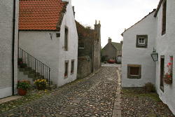 The cobblestone streets of Culross which was used for filming of Cranesmuir